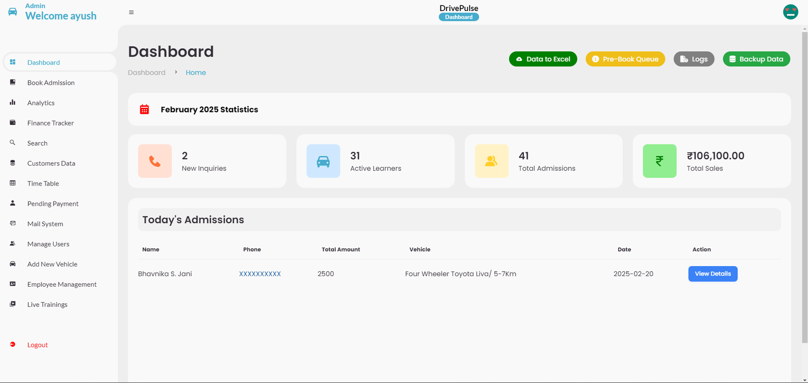 DrivePulse Dashboard